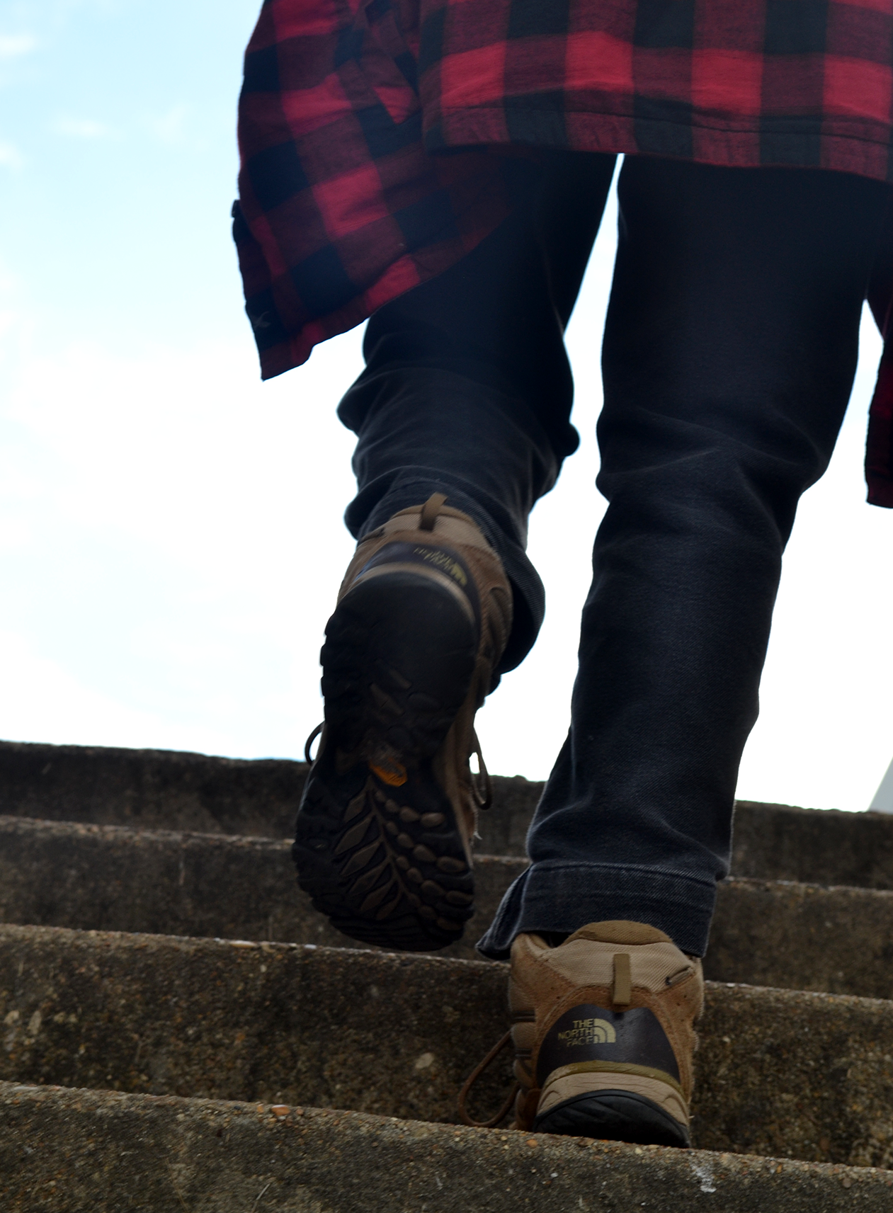 someone walking up stairs